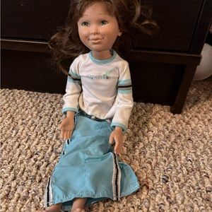 American Girl Doll with White and Blue Outfit
